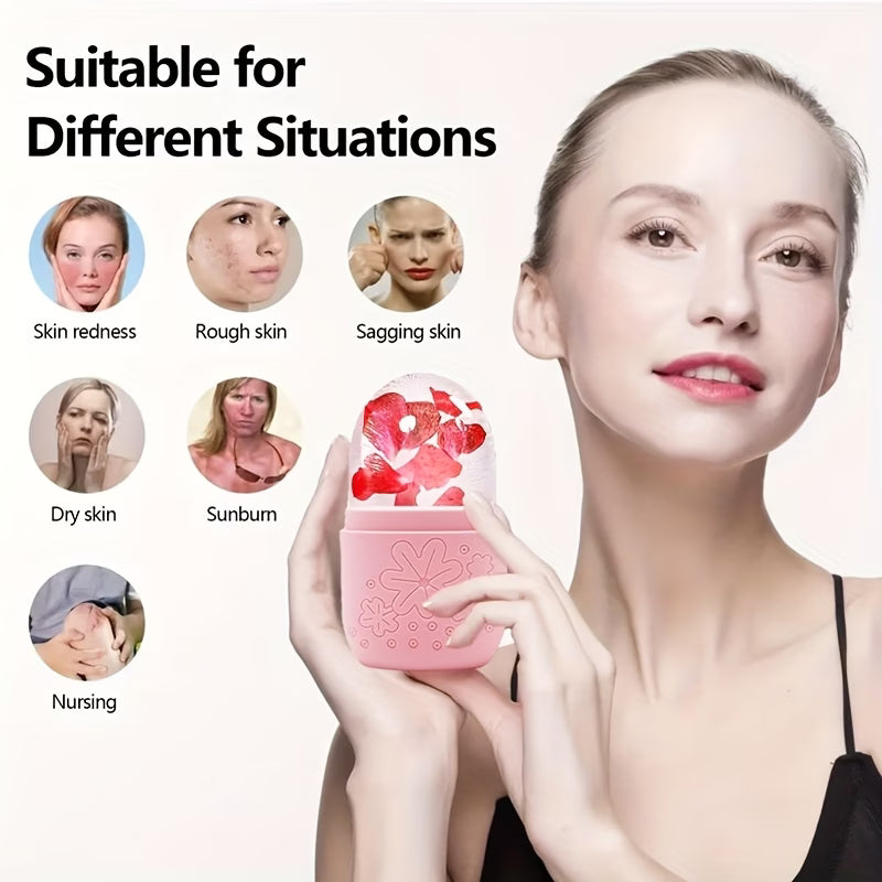 3in 1 Ice Face Roller Facial Skincare Ice Roller Set, Facial Roller Gua Sha Face Tool Set, Care Tool Beauty Set Face Massage Tool Roller Lifting Contouring Tool Ice Facial Roller Mold Cube, Reusable