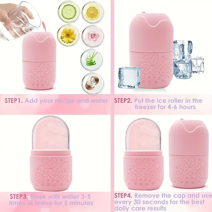 3in 1 Ice Face Roller Facial Skincare Ice Roller Set, Facial Roller Gua Sha Face Tool Set, Care Tool Beauty Set Face Massage Tool Roller Lifting Contouring Tool Ice Facial Roller Mold Cube, Reusable