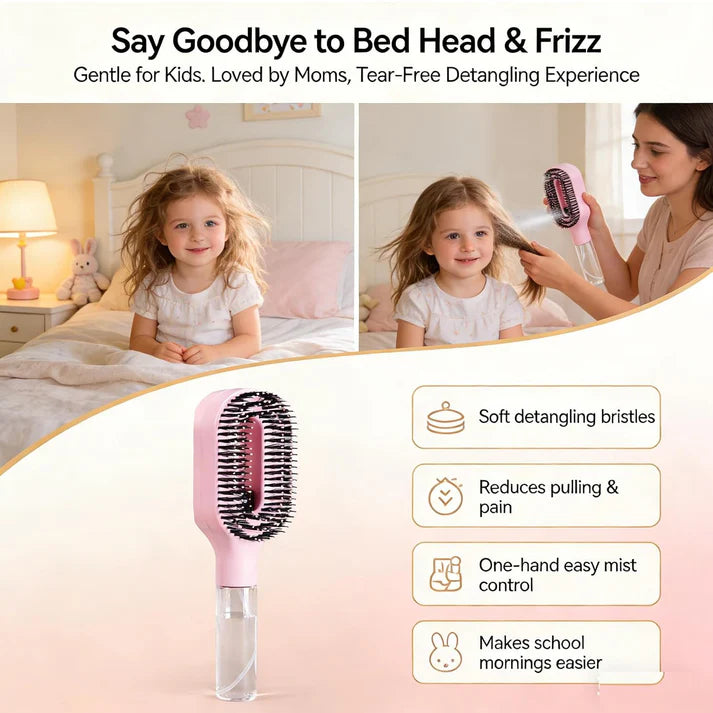 2-in-1 Detangler Brush, Hair Brush with Water Spray | Detangling Brush with Built-in 50ml Water Mister, Brush with Water Spray