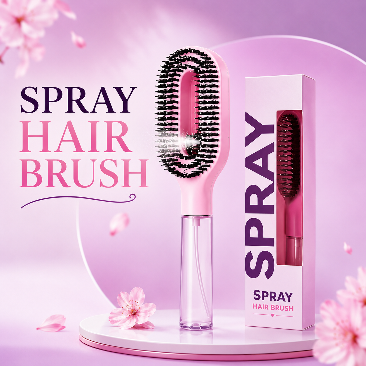 2-in-1 Detangler Brush, Hair Brush with Water Spray | Detangling Brush with Built-in 50ml Water Mister, Brush with Water Spray