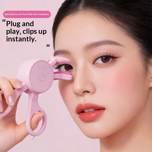 Quick-Effect Electric Eyelash Curler, Rechargeable Heated Lash Curler, USB Type C, Temperature Control to Prevent Burns, Provides Long-Lasting Curl, Fits All Eye Shapes, Compatible with All Lash Types, Makeup Essential, Portable Mini Travel Size