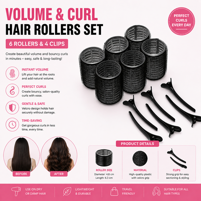 12pcs/Set Hot Rollers Set, 4.0cm Diameter, Self-Gripping, Heatless, Suitable for Long and Medium Short Hair, with Hair Clips, for Women, Dry Hair Style